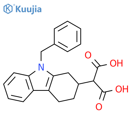 Propanedioic acid,[2,3,4,9-tetrahydro-9-(phenylmethyl)-1H-carbazol-2-yl]- structure