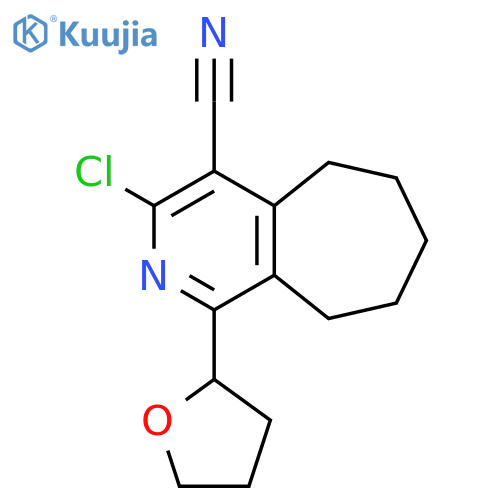 3-Chloro-1-(tetrahydro-furan-2-yl)-6,7,8,9-tetrahydro-5H-cyclohepta[c]pyridine-4-carbonitrile structure