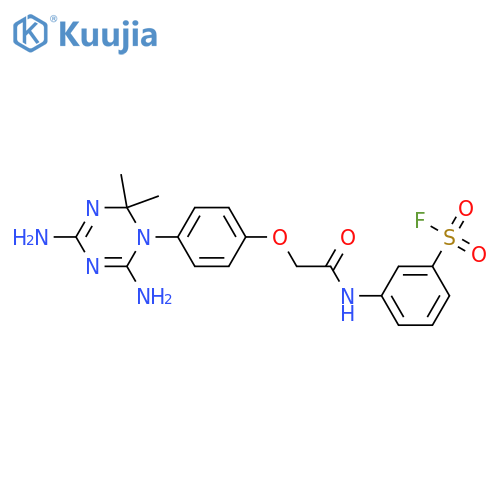 3-({[4-(4,6-diamino-2,2-dimethyl-1,3,5-triazin-1(2H)-yl)phenoxy]acetyl}amino)benzenesulfonyl fluoride structure