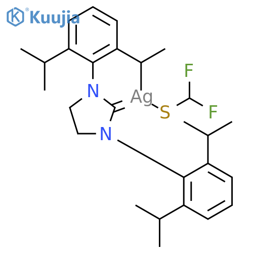 Silver, [1,3-bis[2,6-bis(1-methylethyl)phenyl]-2-imidazolidinylidene](1,1-difluoromethanethiolato-κS)- structure