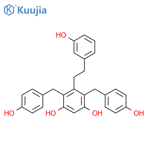 1,3-Benzenediol, 5-[2-(3-hydroxyphenyl)ethyl]-4,6-bis[(4-hydroxyphenyl)methyl]- structure