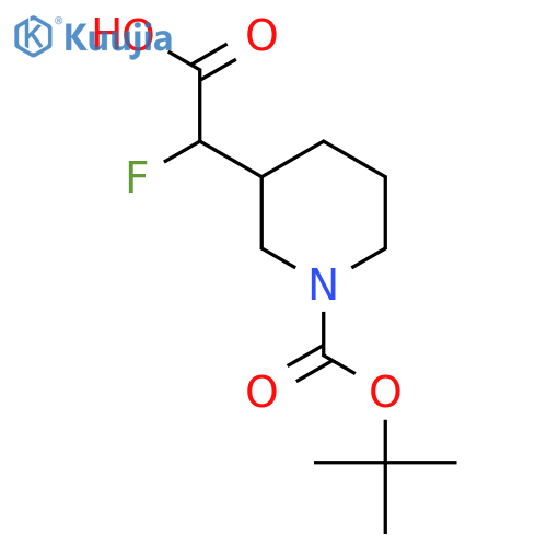 2-{1-(tert-butoxy)carbonylpiperidin-3-yl}-2-fluoroacetic acid structure