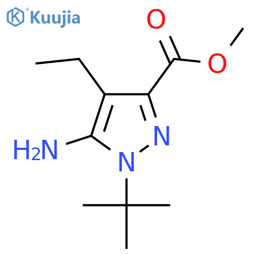 methyl 5-amino-1-tert-butyl-4-ethyl-1H-pyrazole-3-carboxylate structure