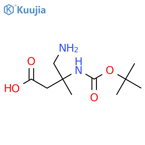 4-amino-3-{(tert-butoxy)carbonylamino}-3-methylbutanoic acid structure