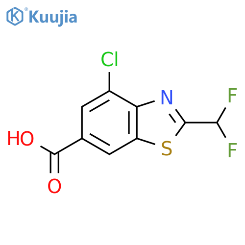 4-chloro-2-(difluoromethyl)-1,3-benzothiazole-6-carboxylic acid structure