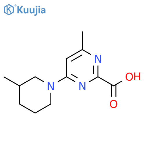 4-Methyl-6-(3-methylpiperidin-1-yl)pyrimidine-2-carboxylic acid structure