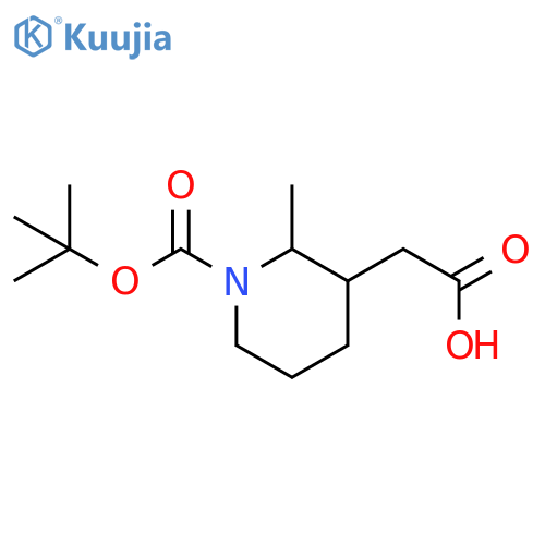 2-{1-(tert-butoxy)carbonyl-2-methylpiperidin-3-yl}acetic acid structure