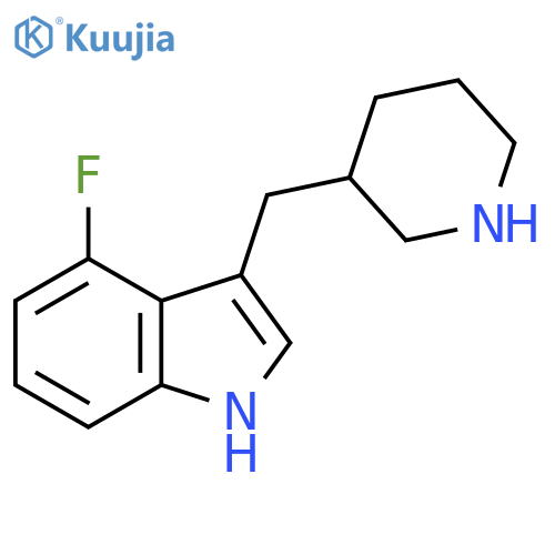 4-fluoro-3-[(piperidin-3-yl)methyl]-1H-indole structure
