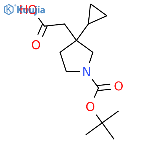 2-{1-[(Tert-butoxy)carbonyl]-3-cyclopropylpyrrolidin-3-yl}acetic acid structure