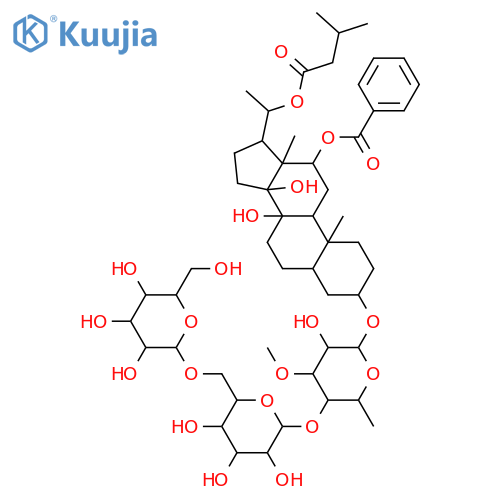 b-D-Galactopyranoside, (3b,5a,12b,14b)-12-(benzoyloxy)-8,14-dihydroxy-20-(3-methyl-1-oxobutoxy)pregnan-3-ylO-b-D-glucopyranosyl-(1®6)-O-b-D-glucopyranosyl-(1®4)-6-deoxy-3-O-methyl- (9CI) structure