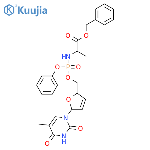 5'-O-[(O-Benzyl-L-alanino)(phenoxy)phosphoryl]-3'-deoxy-2',3'-didehydrothymidine structure