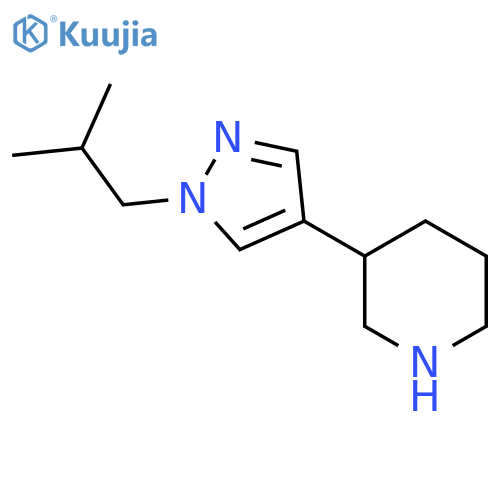 3-1-(2-methylpropyl)-1H-pyrazol-4-ylpiperidine structure
