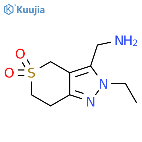 3-(Aminomethyl)-2-ethyl-2,4,6,7-tetrahydrothiopyrano[4,3-c]pyrazole 5,5-dioxide structure
