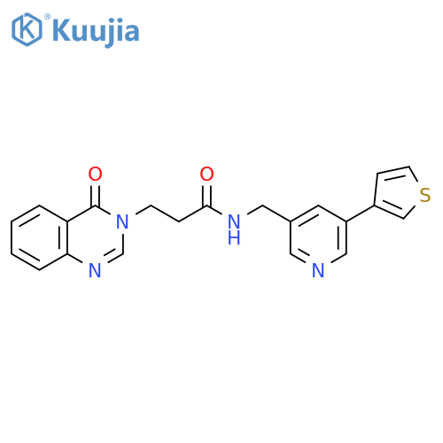 4-Oxo-N-[[5-(3-thienyl)-3-pyridinyl]methyl]-3(4H)-quinazolinepropanamide structure