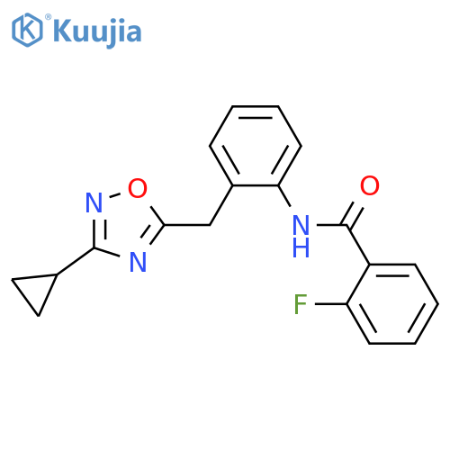 N-{2-[(3-cyclopropyl-1,2,4-oxadiazol-5-yl)methyl]phenyl}-2-fluorobenzamide structure