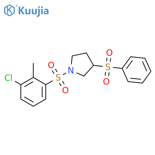 3-(benzenesulfonyl)-1-(3-chloro-2-methylbenzenesulfonyl)pyrrolidine structure