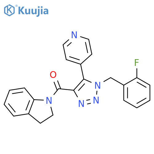 1-{1-[(2-fluorophenyl)methyl]-5-(pyridin-4-yl)-1H-1,2,3-triazole-4-carbonyl}-2,3-dihydro-1H-indole structure