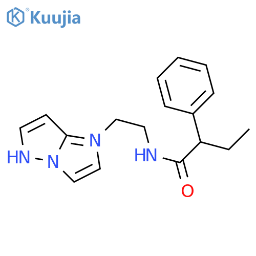 2-phenyl-N-(2-{1H-pyrazolo[1,5-a]imidazol-1-yl}ethyl)butanamide structure