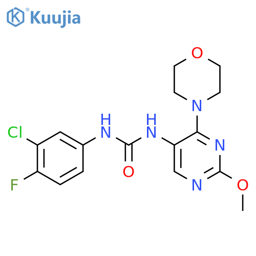 1-(3-chloro-4-fluorophenyl)-3-[2-methoxy-4-(morpholin-4-yl)pyrimidin-5-yl]urea structure