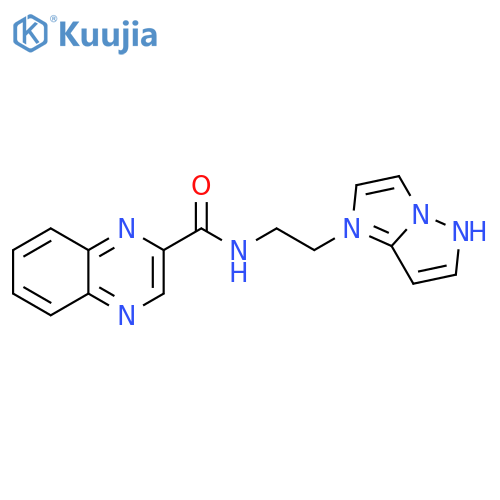 N-(2-{1H-pyrazolo[1,5-a]imidazol-1-yl}ethyl)quinoxaline-2-carboxamide structure