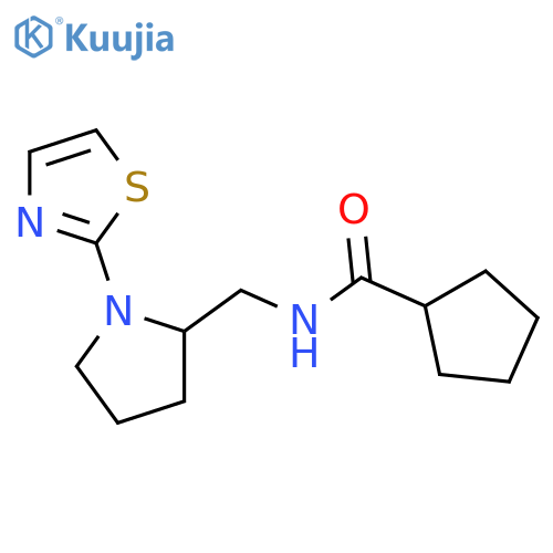 N-{[1-(1,3-thiazol-2-yl)pyrrolidin-2-yl]methyl}cyclopentanecarboxamide structure