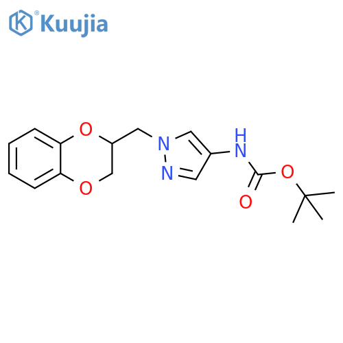 tert-butyl N-[1-(2,3-dihydro-1,4-benzodioxin-3-ylmethyl)pyrazol-4-yl]carbamate structure