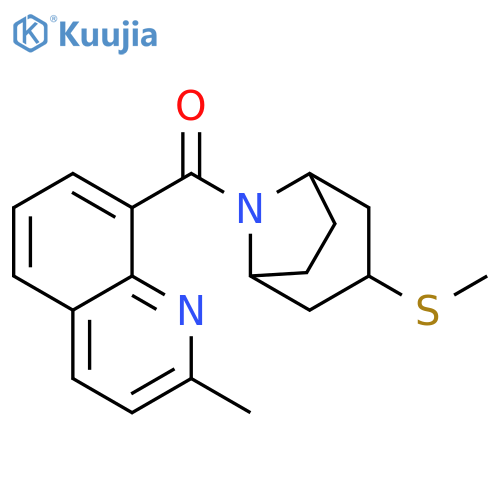 2-methyl-8-[3-(methylsulfanyl)-8-azabicyclo[3.2.1]octane-8-carbonyl]quinoline structure