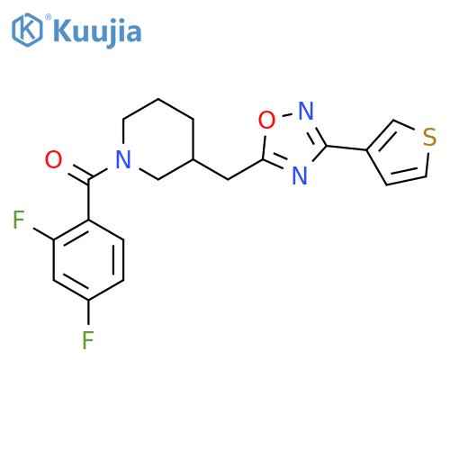 1-(2,4-difluorobenzoyl)-3-{[3-(thiophen-3-yl)-1,2,4-oxadiazol-5-yl]methyl}piperidine structure