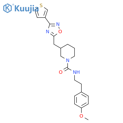 N-[2-(4-methoxyphenyl)ethyl]-3-{[3-(thiophen-3-yl)-1,2,4-oxadiazol-5-yl]methyl}piperidine-1-carboxamide structure