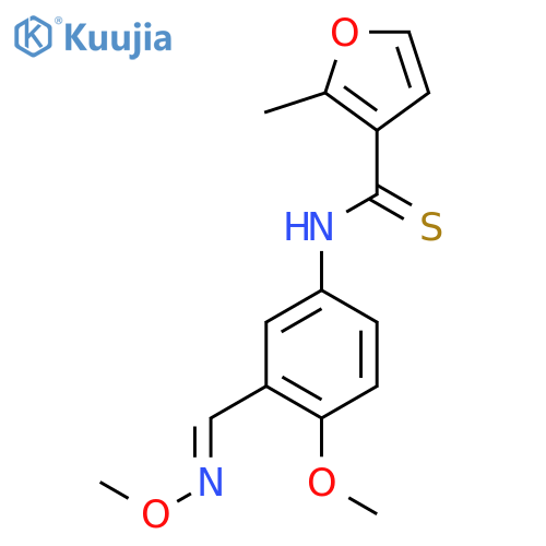 N-{4-methoxy-3-[(E)-(methoxyimino)methyl]phenyl}-2-methylfuran-3-carbothioamide structure