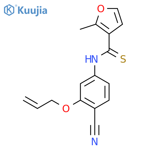 N-[4-cyano-3-(prop-2-en-1-yloxy)phenyl]-2-methylfuran-3-carbothioamide structure