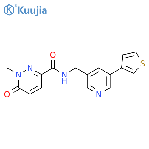 1-methyl-6-oxo-N-[(5-thiophen-3-ylpyridin-3-yl)methyl]pyridazine-3-carboxamide structure