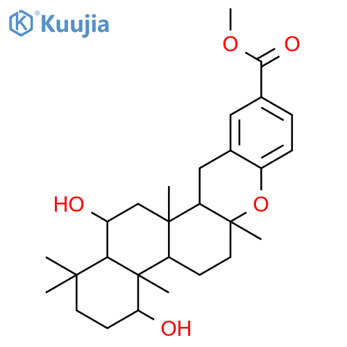 methyl (4R,4aR,4bS,6aS,12aS,12bR,14R,14aS)-4,14-dihydroxy-1,1,4a,6a,12b-pentamethyl-2,3,4,4a,4b,5,6,6a,12,12a,12b,13,14,14a-tetradecahydro-1H-naphtho[2,1-a]xanthene-10-carboxylate structure
