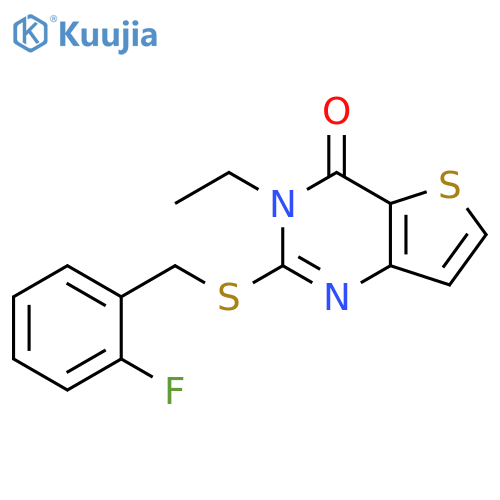 3-ethyl-2-{[(2-fluorophenyl)methyl]sulfanyl}-3H,4H-thieno[3,2-d]pyrimidin-4-one structure