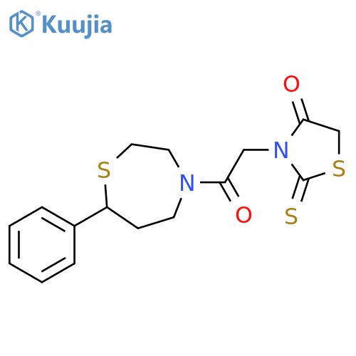 3-[2-oxo-2-(7-phenyl-1,4-thiazepan-4-yl)ethyl]-2-sulfanylidene-1,3-thiazolidin-4-one structure