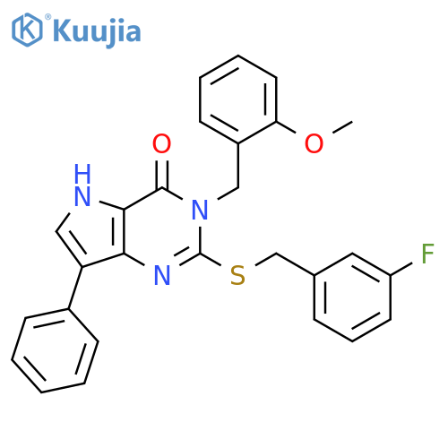 2-((3-fluorobenzyl)thio)-3-(2-methoxybenzyl)-7-phenyl-3H-pyrrolo[3,2-d]pyrimidin-4(5H)-one structure