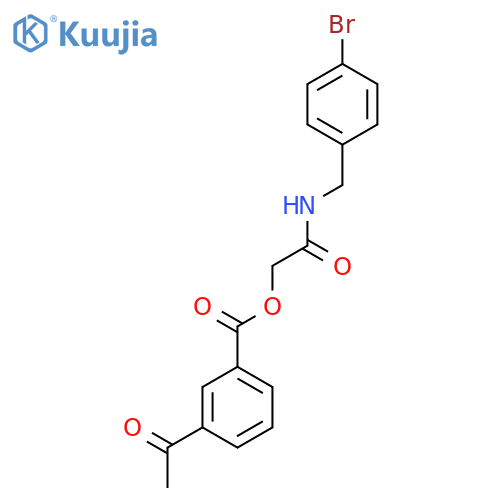 {[(4-bromophenyl)methyl]carbamoyl}methyl 3-acetylbenzoate structure