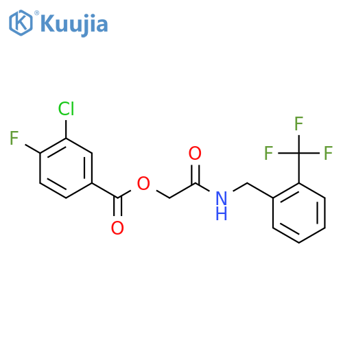 ({[2-(Trifluoromethyl)phenyl]methyl}carbamoyl)methyl 3-chloro-4-fluorobenzoate structure