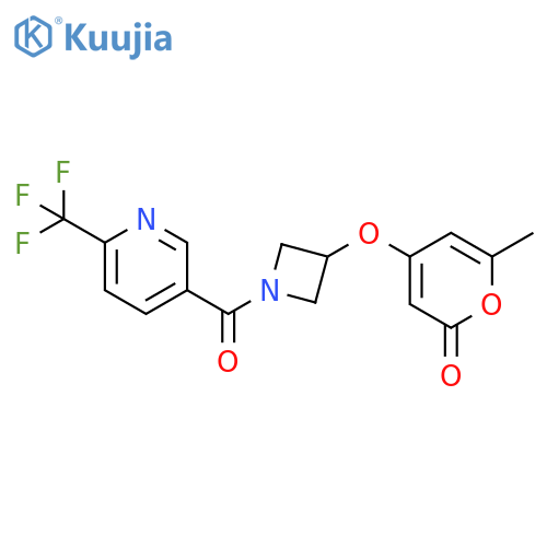 2H-Pyran-2-one, 6-methyl-4-[[1-[[6-(trifluoromethyl)-3-pyridinyl]carbonyl]-3-azetidinyl]oxy]- structure