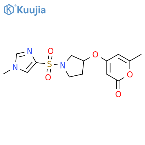 6-methyl-4-[1-(1-methylimidazol-4-yl)sulfonylpyrrolidin-3-yl]oxypyran-2-one structure