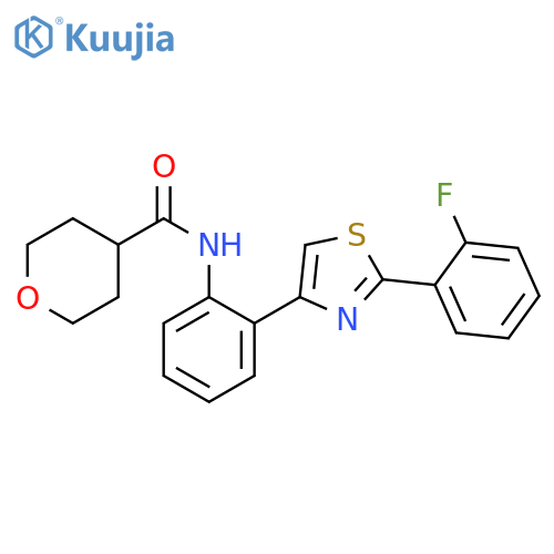 N-[2-[2-(2-fluorophenyl)-1,3-thiazol-4-yl]phenyl]oxane-4-carboxamide structure