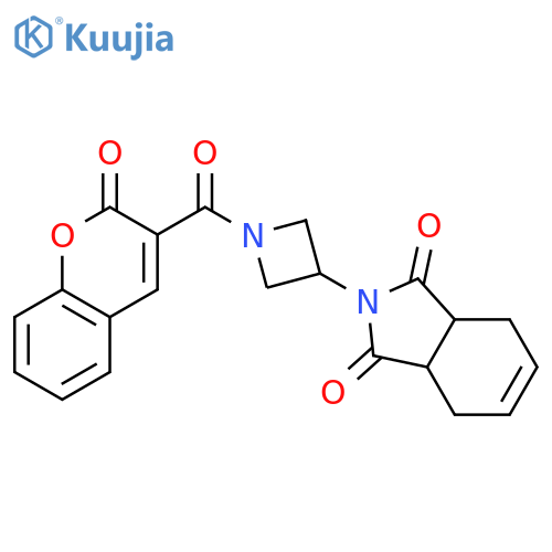 2-[1-(2-oxochromene-3-carbonyl)azetidin-3-yl]-3a,4,7,7a-tetrahydroisoindole-1,3-dione structure