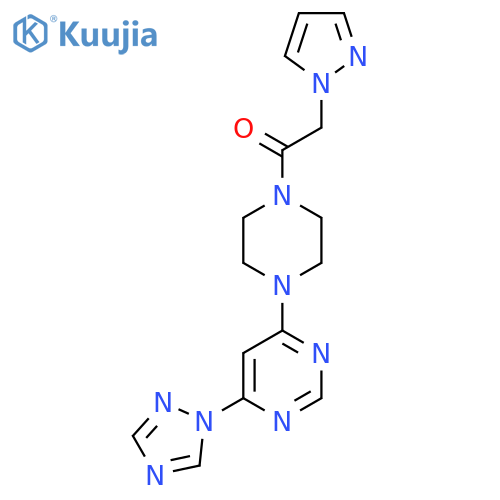2-(1H-Pyrazol-1-yl)-1-[4-[6-(1H-1,2,4-triazol-1-yl)-4-pyrimidinyl]-1-piperazinyl]ethanone structure