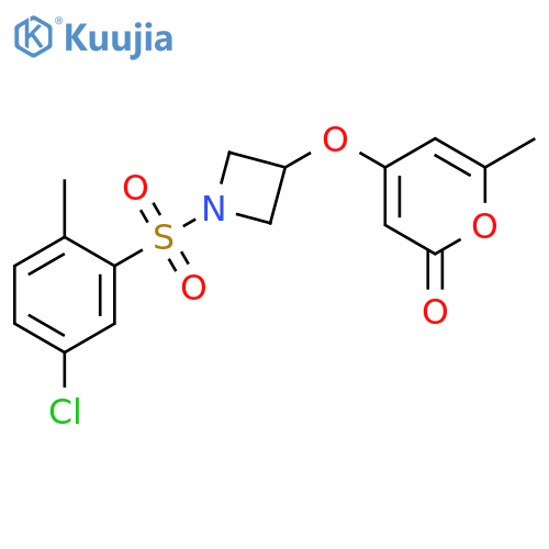 4-[1-(5-chloro-2-methylphenyl)sulfonylazetidin-3-yl]oxy-6-methylpyran-2-one structure