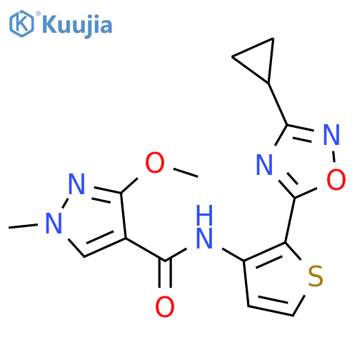 N-[2-(3-cyclopropyl-1,2,4-oxadiazol-5-yl)thiophen-3-yl]-3-methoxy-1-methyl-1H-pyrazole-4-carboxamide structure