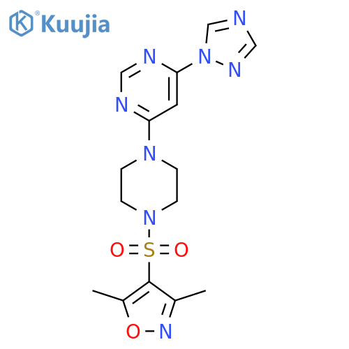 4-((4-(6-(1H-1,2,4-triazol-1-yl)pyrimidin-4-yl)piperazin-1-yl)sulfonyl)-3,5-dimethylisoxazole structure