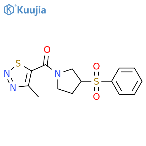 5-[3-(benzenesulfonyl)pyrrolidine-1-carbonyl]-4-methyl-1,2,3-thiadiazole structure