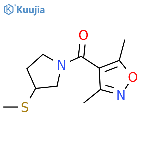 3,5-dimethyl-4-[3-(methylsulfanyl)pyrrolidine-1-carbonyl]-1,2-oxazole structure