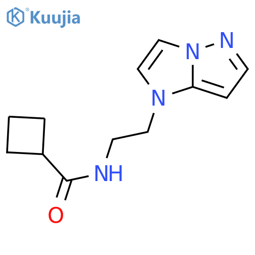 N-(2-{1H-pyrazolo[1,5-a]imidazol-1-yl}ethyl)cyclobutanecarboxamide structure