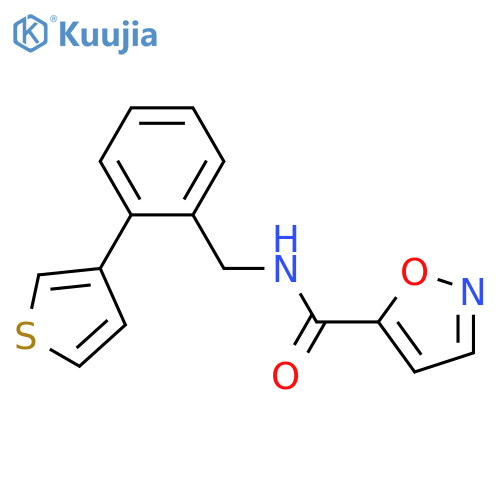 N-[(2-thiophen-3-ylphenyl)methyl]-1,2-oxazole-5-carboxamide structure